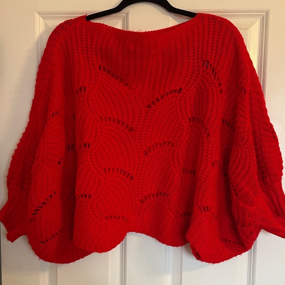Red Cropped Women's Sweater - Picture 5 of 5